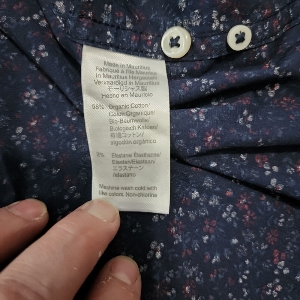 J. Crew Men's Casual Button-Down Shirt - Navy and White Floral - Picture 7 of 8